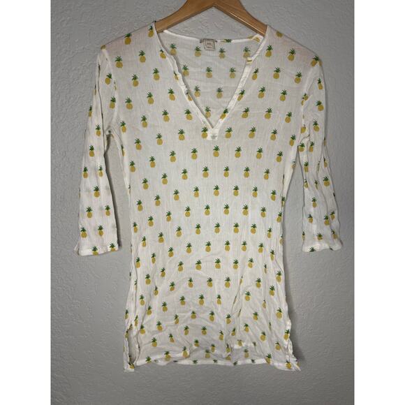 J. Crew Factory Tops - J. Crew Pineapple Top Tee Oversized Tropical Summer T-shirt Gauzy